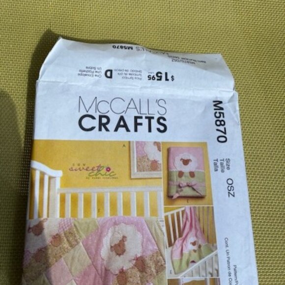 McCall's Craft Pattern M5870 Baby Child Lamb Animals Quilt Blanket Pillow UNCUT - Picture 2 of 3